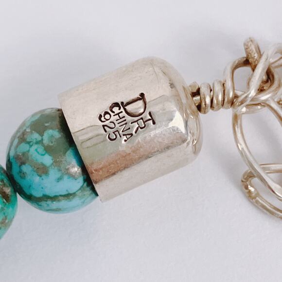 Signed Jay King DTR Sterling Silver Turquoise Gemstone Beaded 20" Necklace VTG - Picture 8 of 10